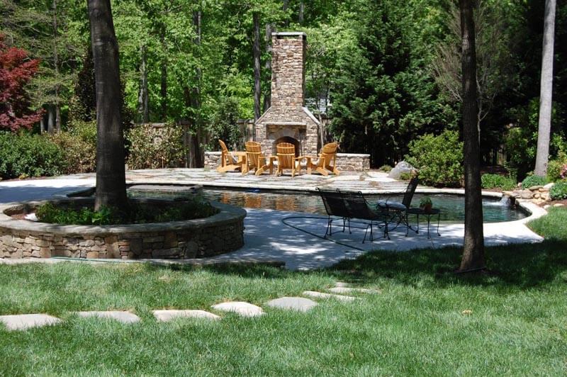 Outdoor pool and firepit in Marietta