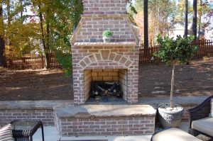 custom outdoor brick fireplace design