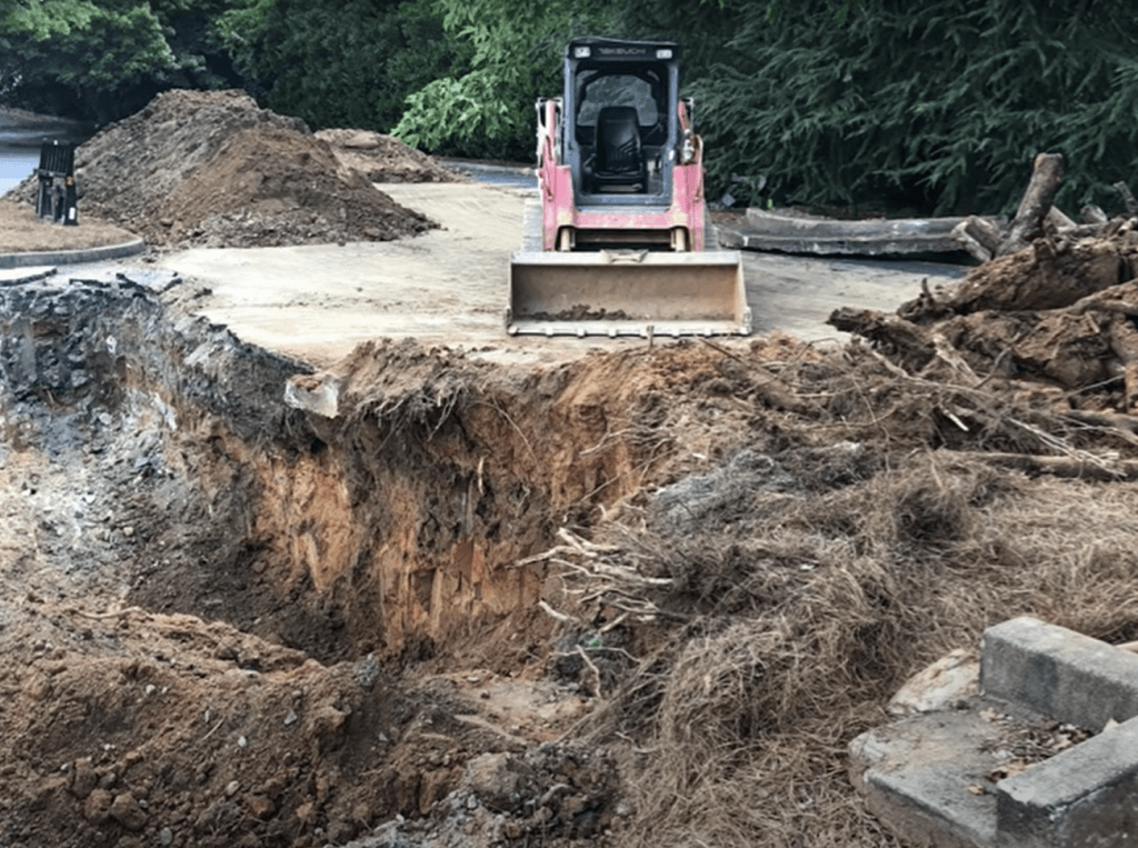 Roswell sinkhole remediation at Beth Hallel parking lot